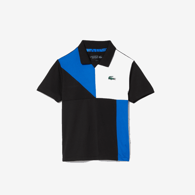 negro azul blanco 7ke VVL0A3150 niños Lacoste polo deportivo de tenis con bloques de color