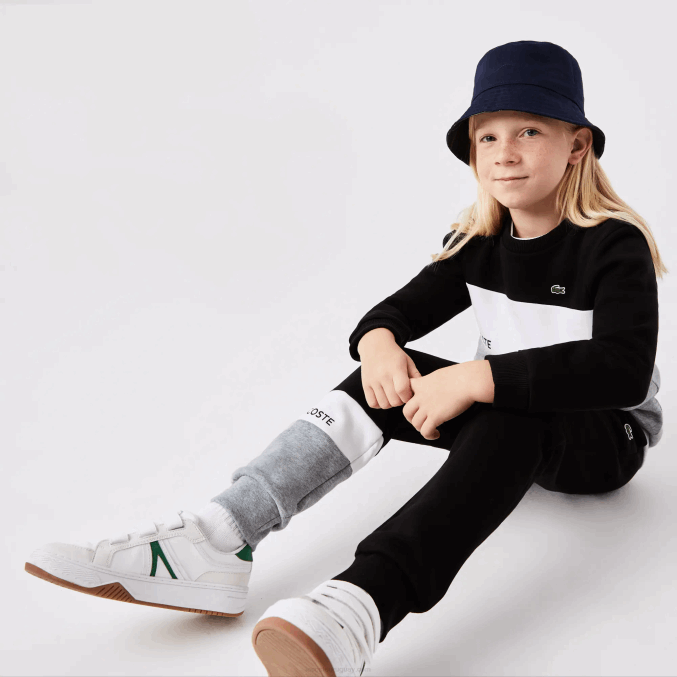 negro blanco gris chine nua VVL0A3236 niños Lacoste sudadera con logo y cuello redondo