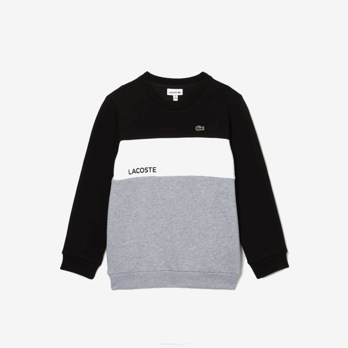 negro blanco gris chine nua VVL0A3236 niños Lacoste sudadera con logo y cuello redondo