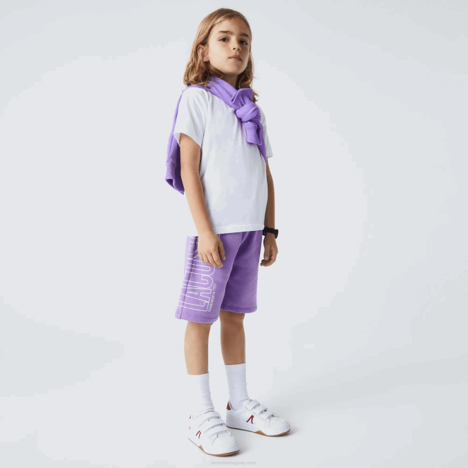 púrpura gfu VVL0A3276 Niños Lacoste shorts de algodón orgánico con logo