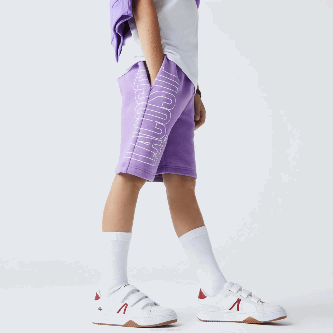 púrpura gfu VVL0A3276 Niños Lacoste shorts de algodón orgánico con logo
