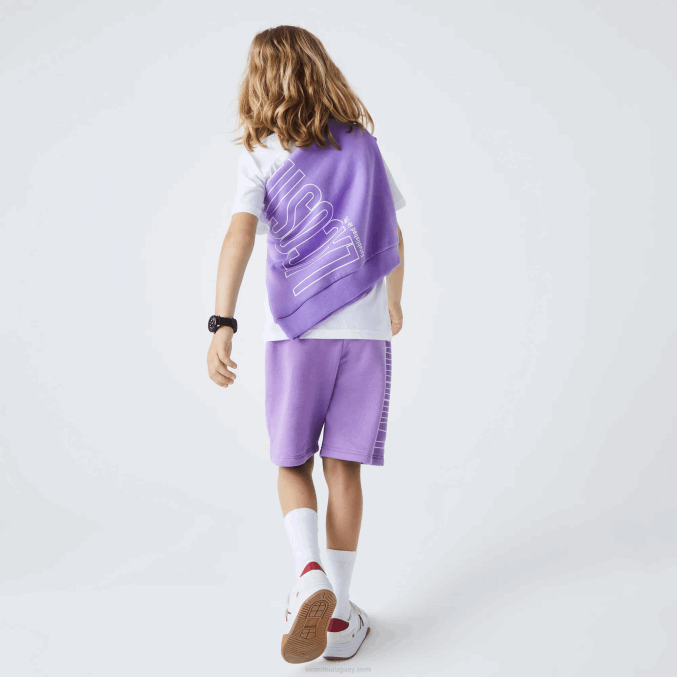 púrpura gfu VVL0A3276 Niños Lacoste shorts de algodón orgánico con logo