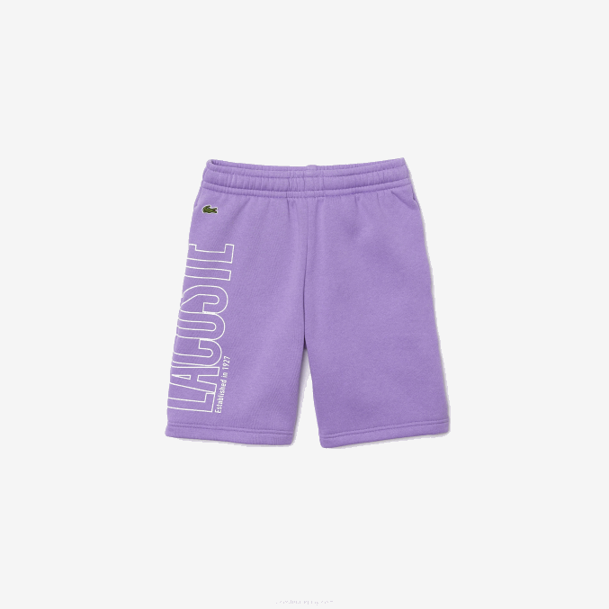 púrpura gfu VVL0A3276 Niños Lacoste shorts de algodón orgánico con logo