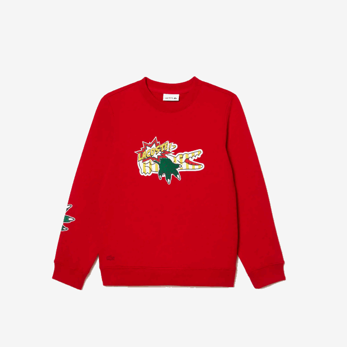 rojo 240 VVL0A3193 niños Lacoste sudadera con estampado de cómic