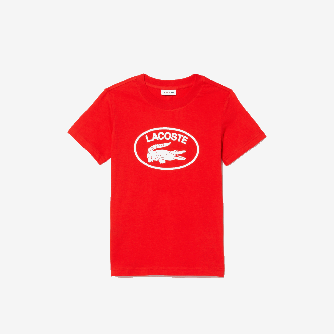 rojo f8m VVL0A3030 niños Lacoste playera de jersey de algodón con logo en contraste