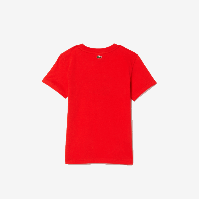 rojo f8m VVL0A3030 niños Lacoste playera de jersey de algodón con logo en contraste