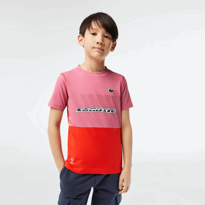 rosa rojo azul c1y VVL0A3004 Niños Lacoste camiseta de tenis x daniil medvedev