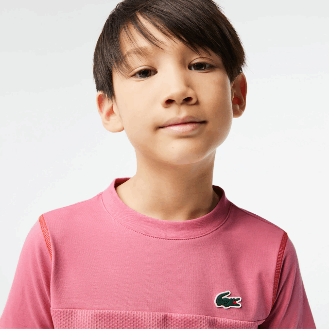 rosa rojo azul c1y VVL0A3004 Niños Lacoste camiseta de tenis x daniil medvedev