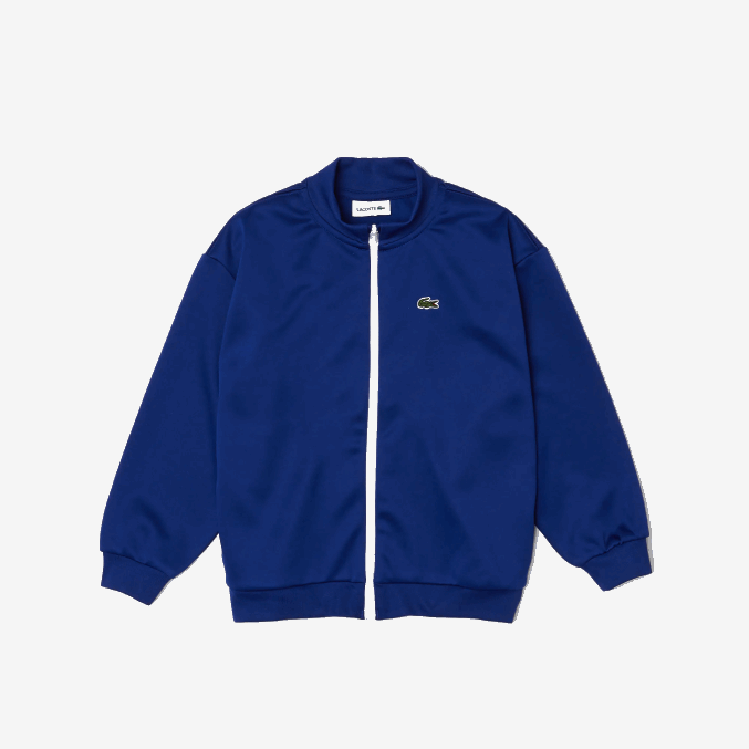 azul blanco emj VVL0A3249 niños Lacoste chamarra de polar con cremallera y cuello alto con la marca heritage
