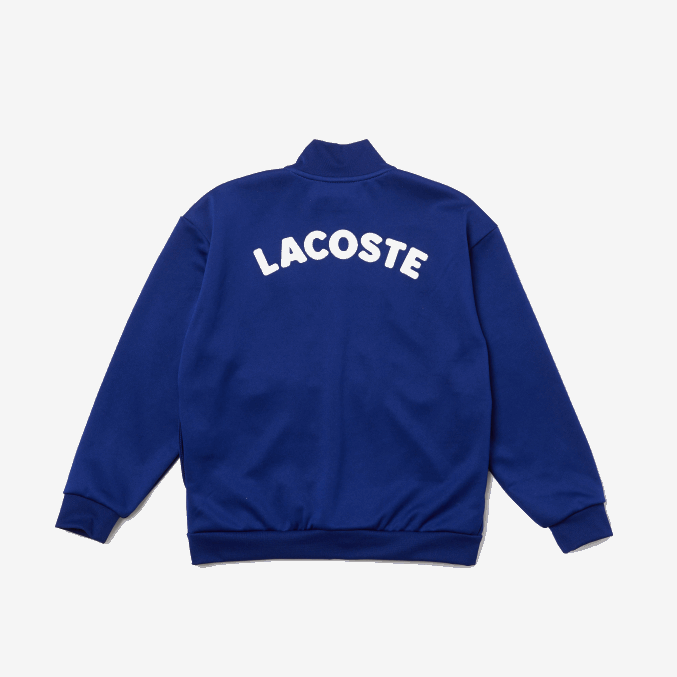 azul blanco emj VVL0A3249 niños Lacoste chamarra de polar con cremallera y cuello alto con la marca heritage