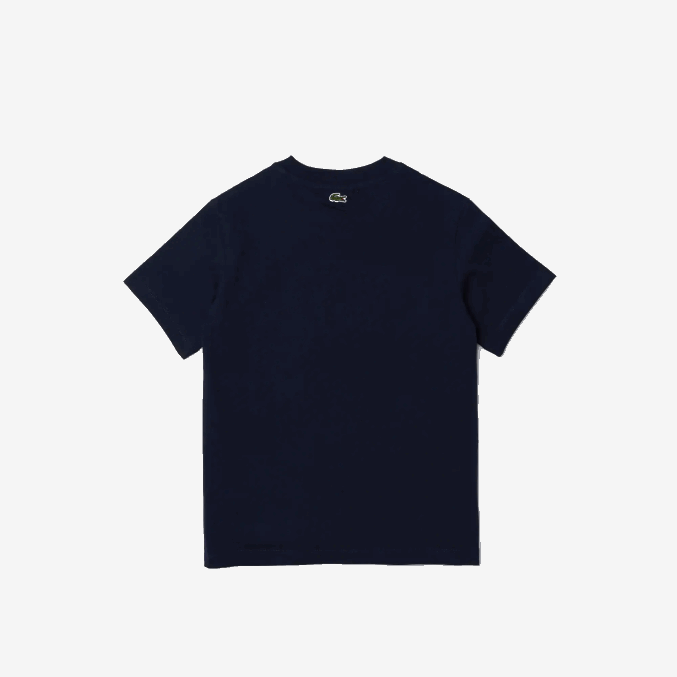 azul marino 166 VVL0A3118 Niños Lacoste playera de algodón con cuello redondo y letras de cocodrilo