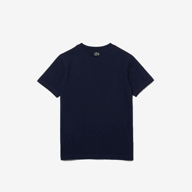 azul marino 166 VVL0A3152 Niños Lacoste playera con cuello redondo y logo vintage