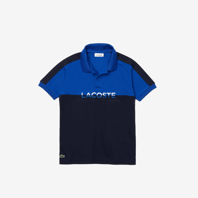 azul marino mt5 VVL0A3183 Niños Lacoste polo transpirable de piqué color block