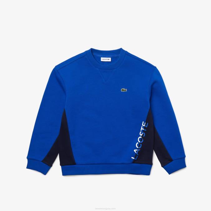 azul marino mt5 VVL0A3265 Niños Lacoste sudadera polar con cuello redondo