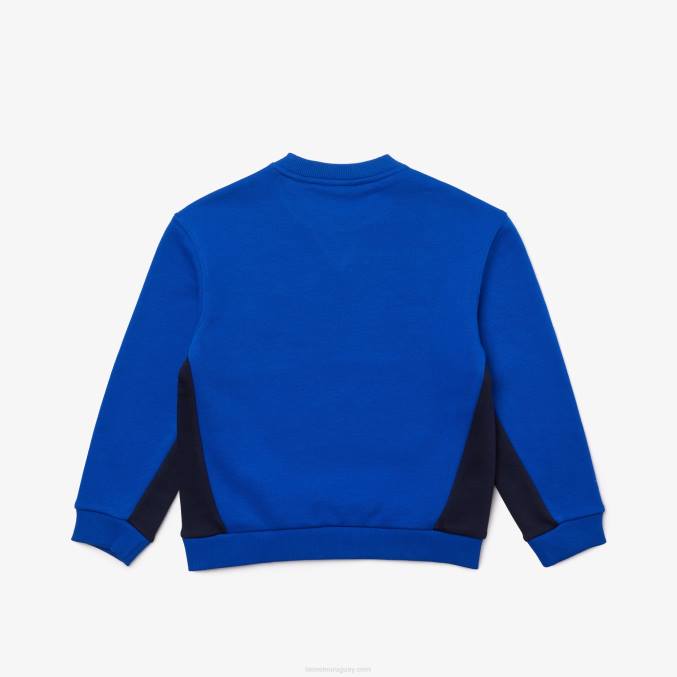 azul marino mt5 VVL0A3265 Niños Lacoste sudadera polar con cuello redondo
