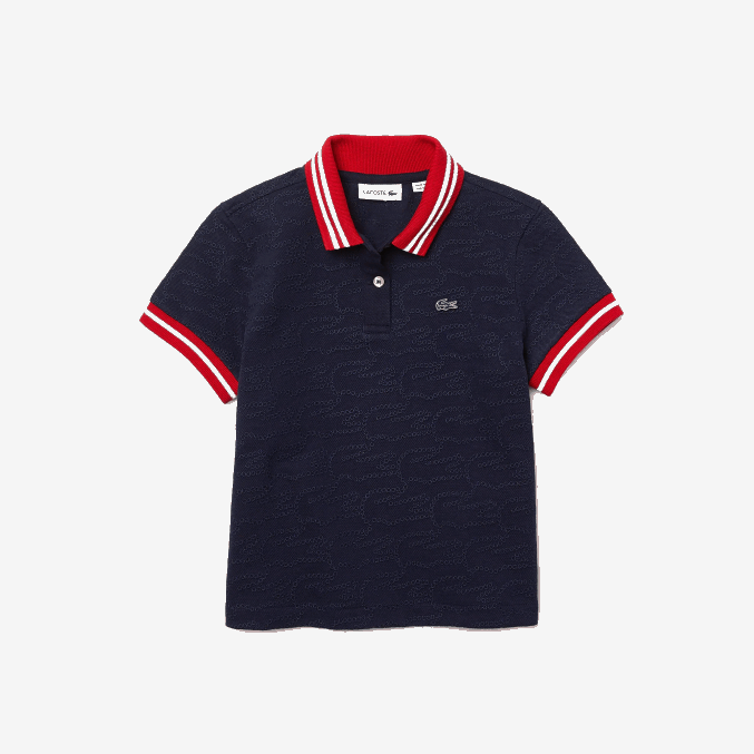 azul marino rojo blanco gtf VVL0A3164 chicas Lacoste polo de piqué con bordado de cocodrilo