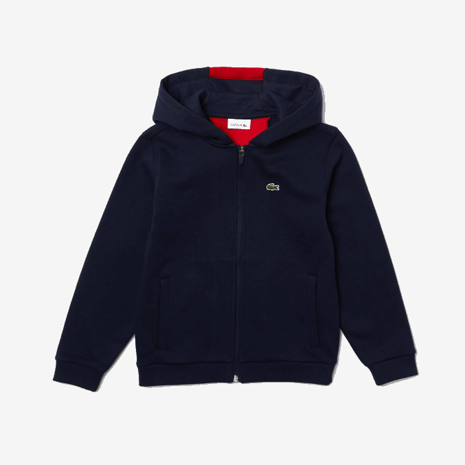 azul marino rojo k1h VVL0A3253 Niños Lacoste chaqueta polar con cremallera y logo