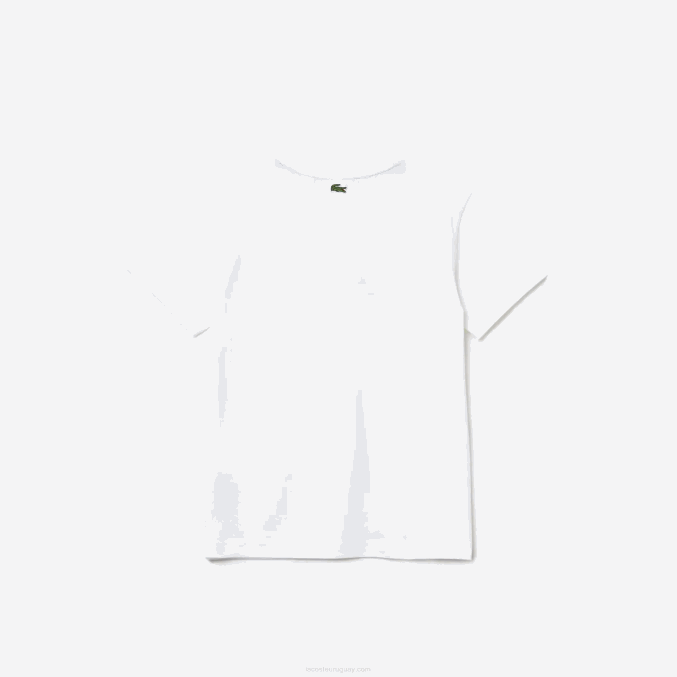 blanco 001 VVL0A3119 Niños Lacoste playera de algodón con cuello redondo y letras de cocodrilo