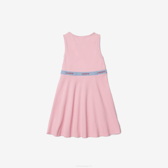 fracaso rojo rosa VVL0A3285 chicas Lacoste vestido sin mangas de algodón orgánico con cintura de la marca