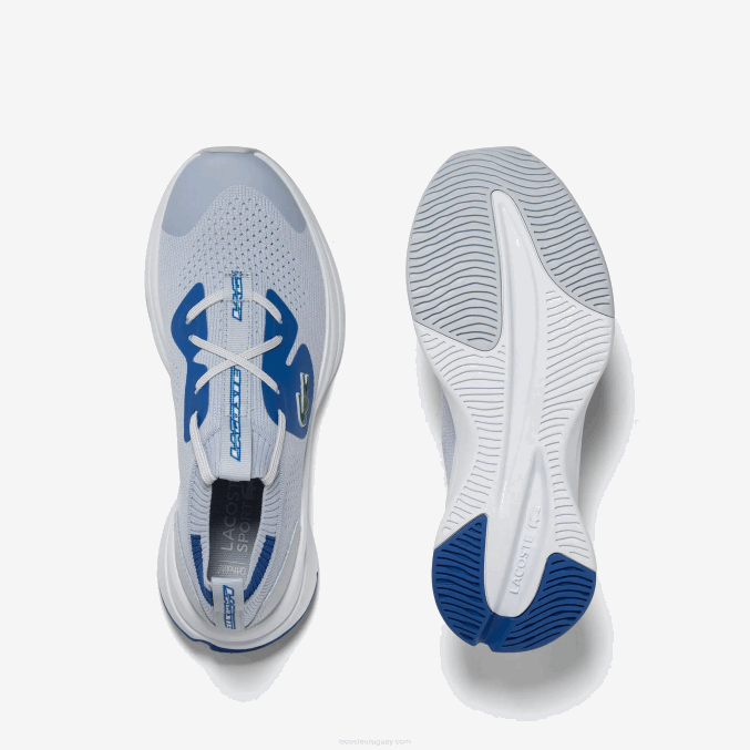 azul claro 52c VVL0A3312 juniors Lacoste tenis run spin de tejido de punto