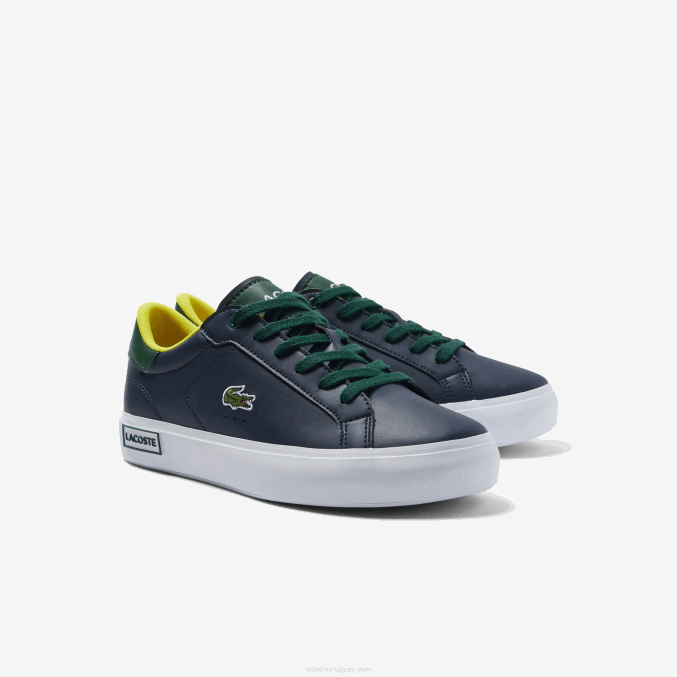 azul marino y verde 2s3 VVL0A3332 juniors Lacoste zapatillas powercourt sintéticas con tacón abierto