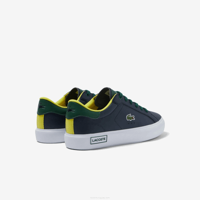 azul marino y verde 2s3 VVL0A3332 juniors Lacoste zapatillas powercourt sintéticas con tacón abierto