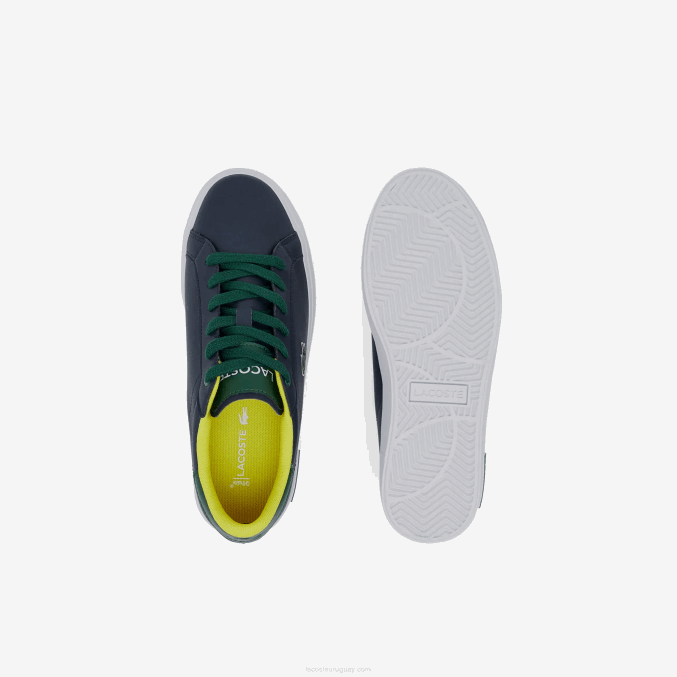 azul marino y verde 2s3 VVL0A3332 juniors Lacoste zapatillas powercourt sintéticas con tacón abierto