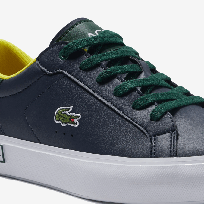 azul marino y verde 2s3 VVL0A3332 juniors Lacoste zapatillas powercourt sintéticas con tacón abierto