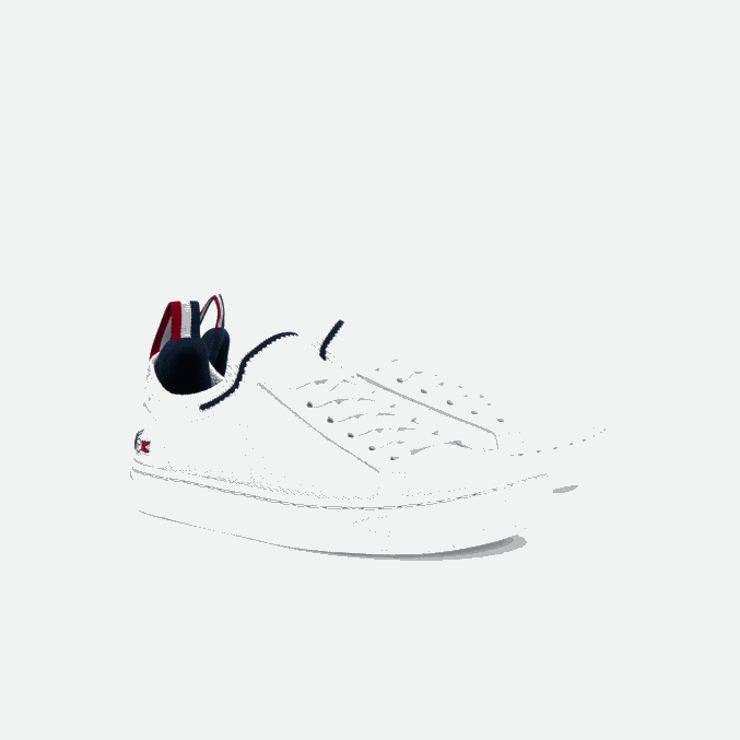 blanco/azul marino y rojo 407 VVL0A3317 juniors Lacoste tenis la piquee textil tricolor