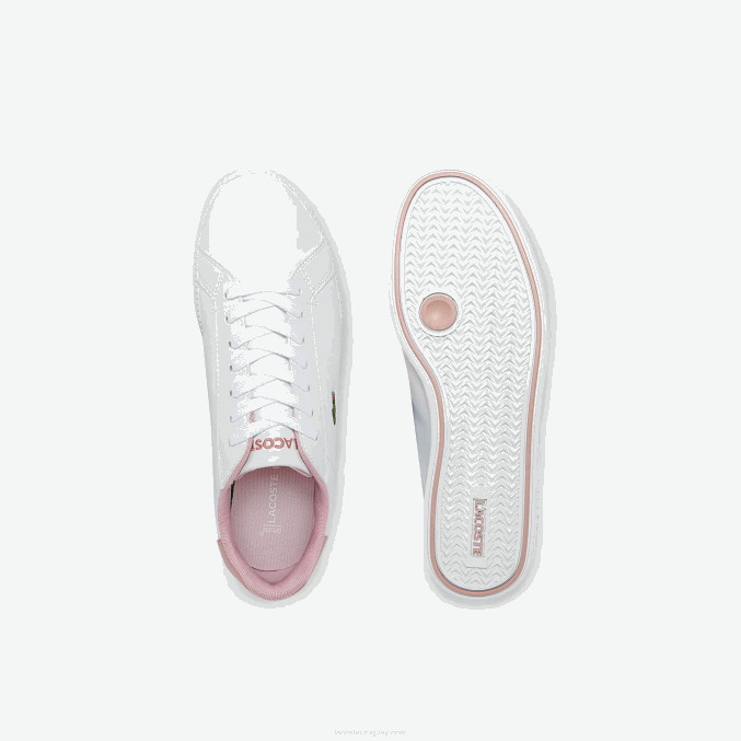blanco y rosa claro 1y9 VVL0A3330 juniors Lacoste zapatillas graduadas sintéticas