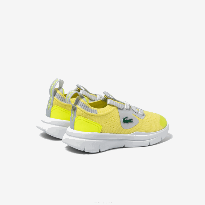 amarillo/gris claro 382 VVL0A2930 infantes Lacoste tenis run spin de tejido de punto