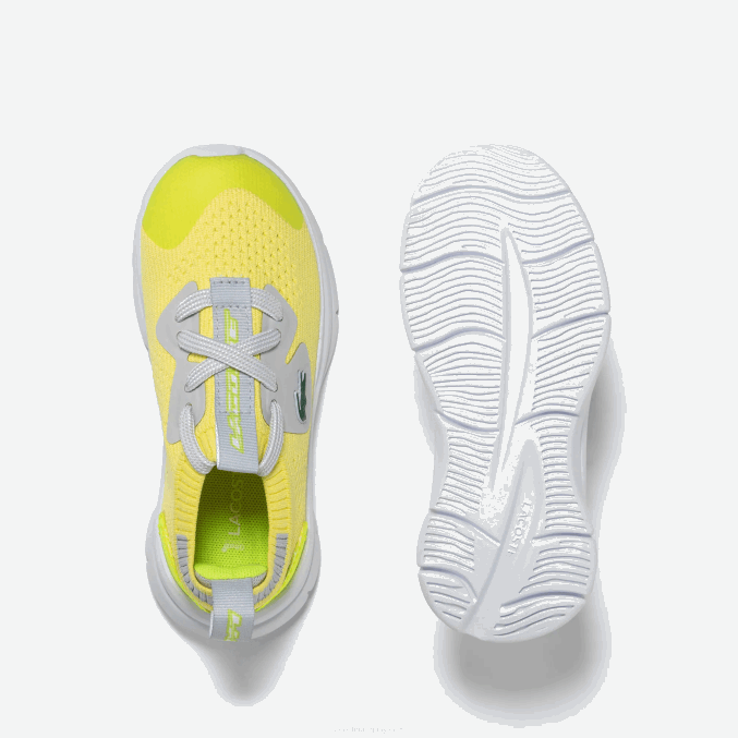 amarillo/gris claro 382 VVL0A2930 infantes Lacoste tenis run spin de tejido de punto