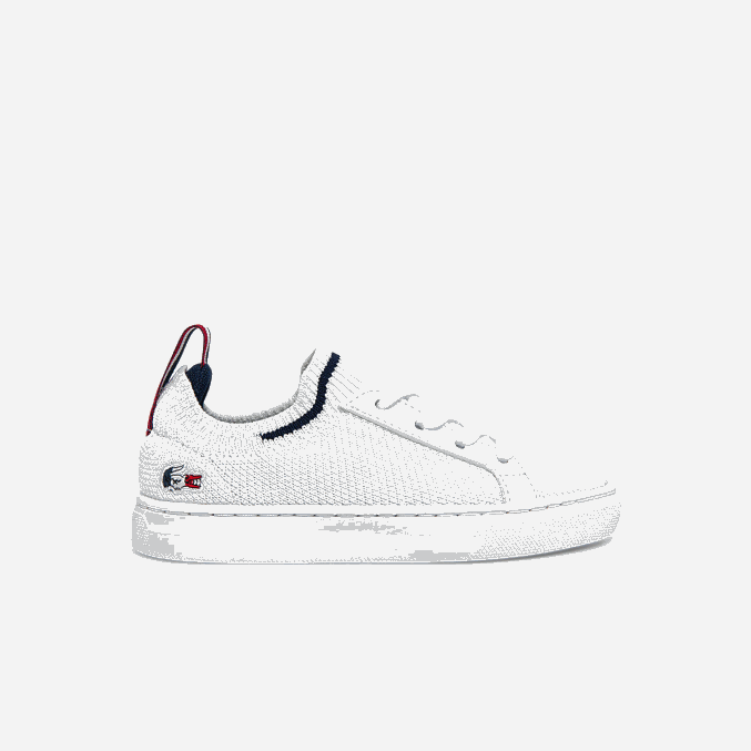 blanco/azul marino y rojo 407 VVL0A2994 infantes Lacoste tenis la piquee textil tricolor