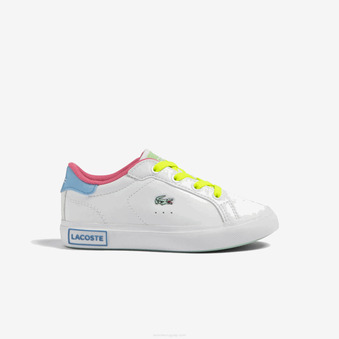 blanco/verde 082 VVL0A2931 infantes Lacoste tenis powercourt sintéticos color pop