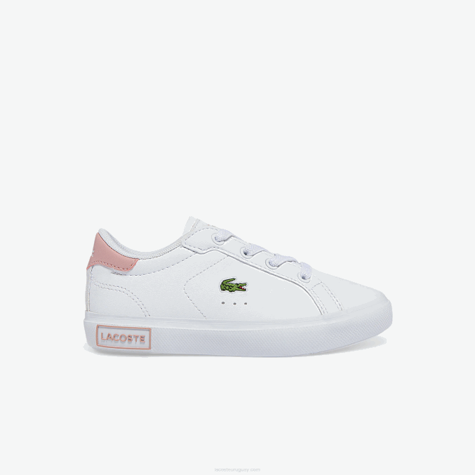 blanco y rosa claro 1y9 VVL0A2936 infantes Lacoste tenis sintéticos powercourt