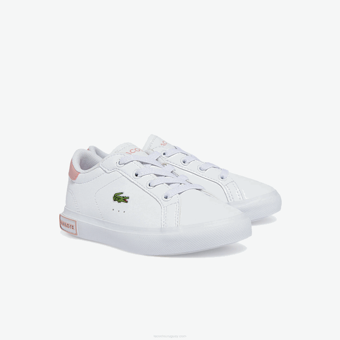 blanco y rosa claro 1y9 VVL0A2936 infantes Lacoste tenis sintéticos powercourt