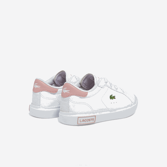 blanco y rosa claro 1y9 VVL0A2936 infantes Lacoste tenis sintéticos powercourt