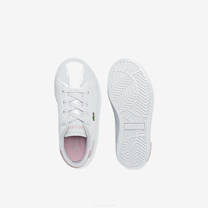 blanco y rosa claro 1y9 VVL0A2936 infantes Lacoste tenis sintéticos powercourt