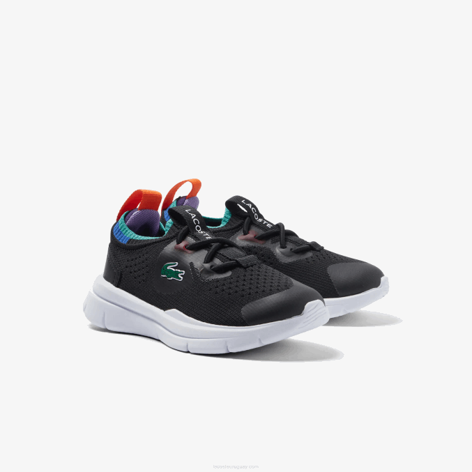 negro azul 011 VVL0A2981 infantes Lacoste tenis run spin knit textil color contraste