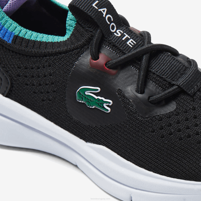 negro azul 011 VVL0A2981 infantes Lacoste tenis run spin knit textil color contraste