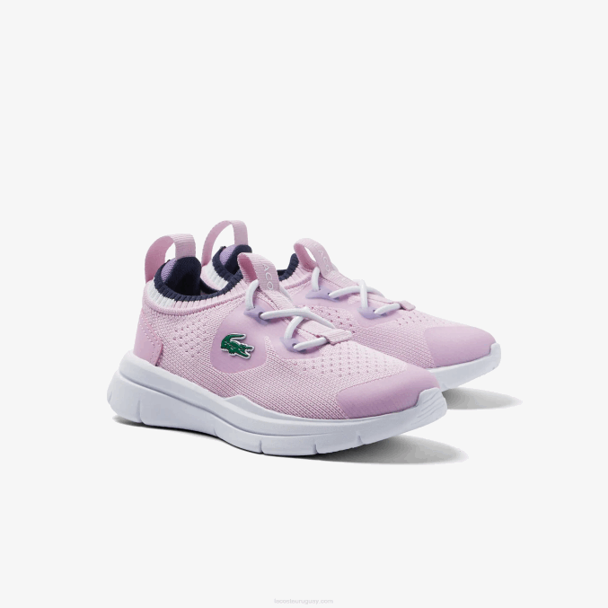 rosa y blanco f50 VVL0A2982 infantes Lacoste tenis run spin knit textil color contraste