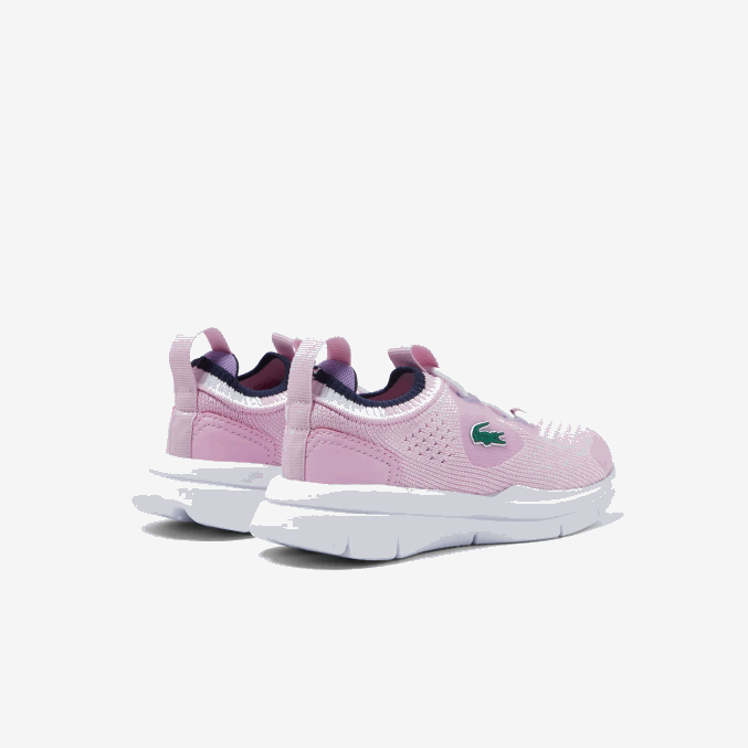 rosa y blanco f50 VVL0A2982 infantes Lacoste tenis run spin knit textil color contraste