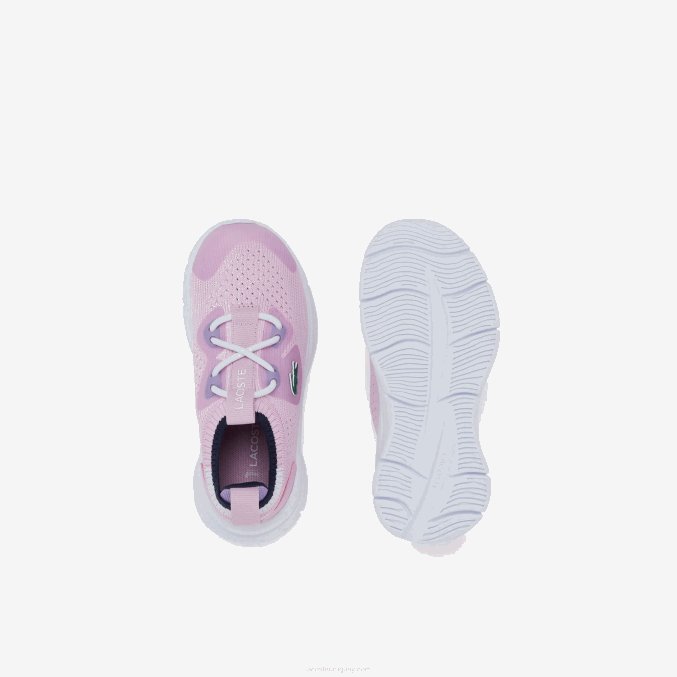 rosa y blanco f50 VVL0A2982 infantes Lacoste tenis run spin knit textil color contraste