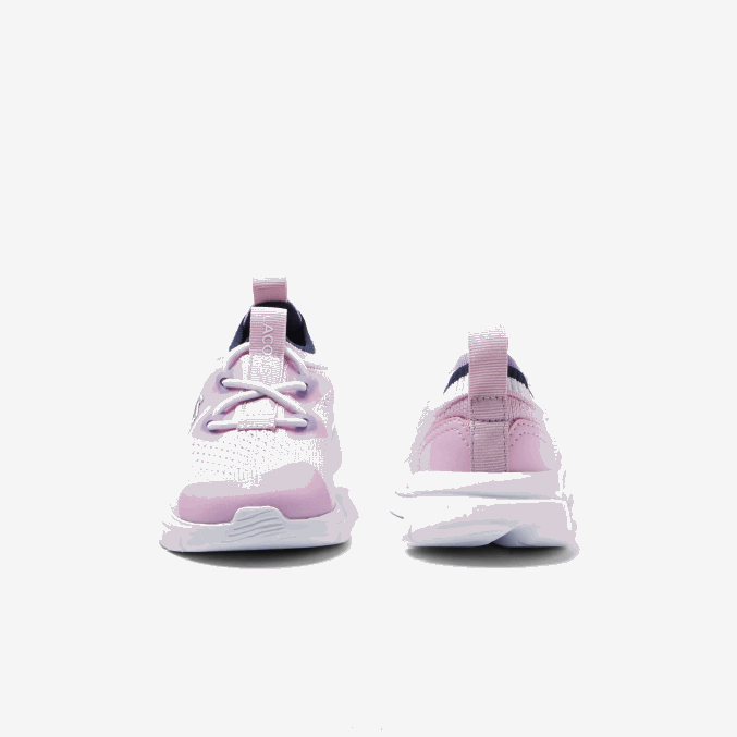 rosa y blanco f50 VVL0A2982 infantes Lacoste tenis run spin knit textil color contraste