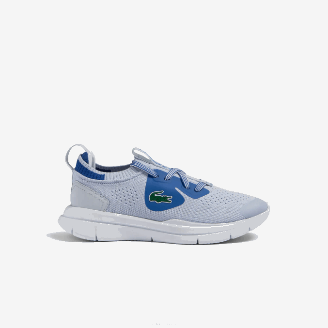 azul claro 52c VVL0A3069 niños Lacoste tenis run spin de tejido de punto