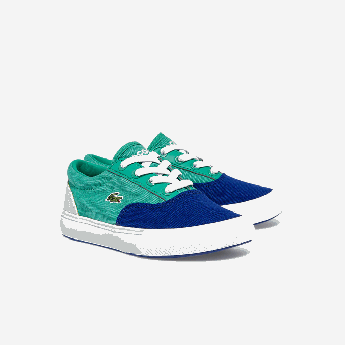 azul verde bg3 VVL0A2976 infantes Lacoste tenis Jump Serve de lona con encaje
