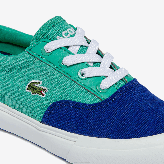 azul verde bg3 VVL0A2976 infantes Lacoste tenis Jump Serve de lona con encaje