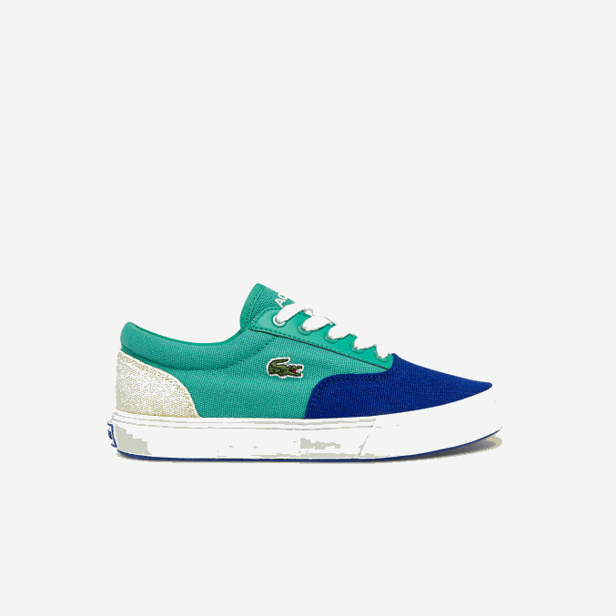 azul verde bg3 VVL0A3264 niños Lacoste tenis Jump Serve de lona con encaje