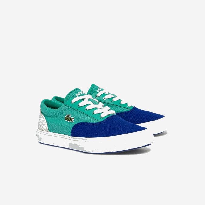 azul verde bg3 VVL0A3264 niños Lacoste tenis Jump Serve de lona con encaje