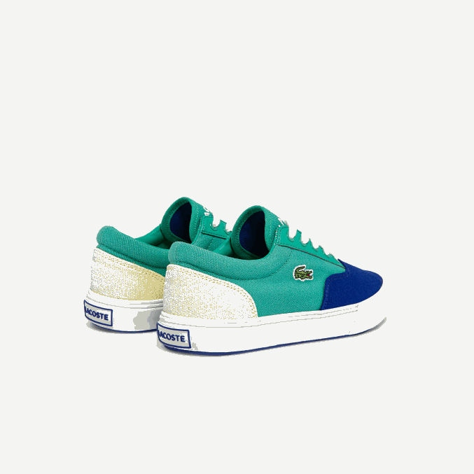 azul verde bg3 VVL0A3264 niños Lacoste tenis Jump Serve de lona con encaje